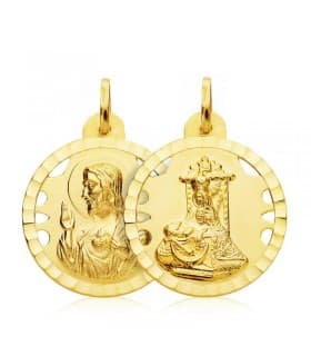 Escapulario  V. de las Angustias y Corazón de Jesús Oro 18k 22 mm Calado