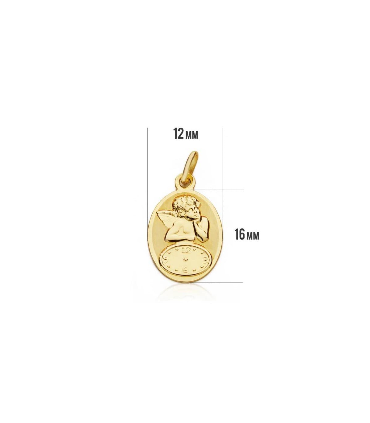 Medalla  ángel y reloj oval oro 18ktes