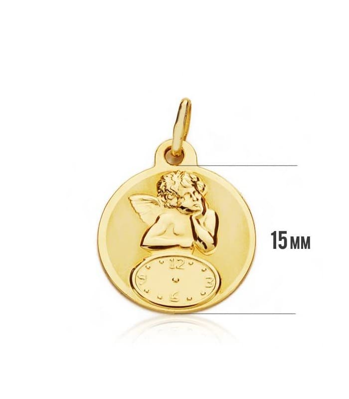 Médaille Ange avec Horloge Ronde Or 18K