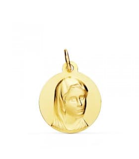 Medalla religiosa comunión María Francesa Oro 18k 16mm