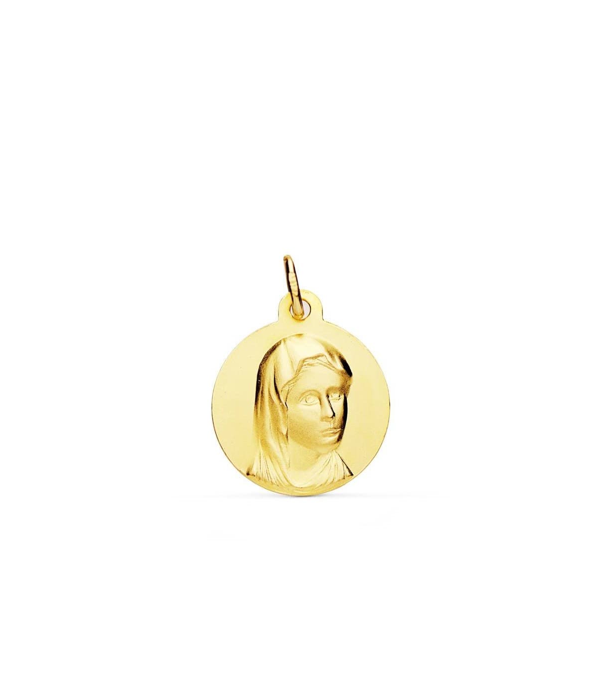 Medalla religiosa comunión María Francesa Oro 18k 16mm