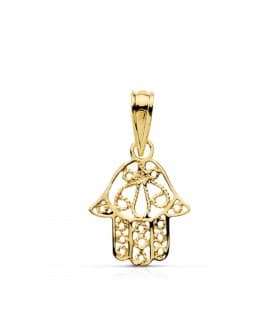 Ciondolo della Mano di Fatima traforata oro 18kt 12 mm - Gioielli e ciondoli portafortuna