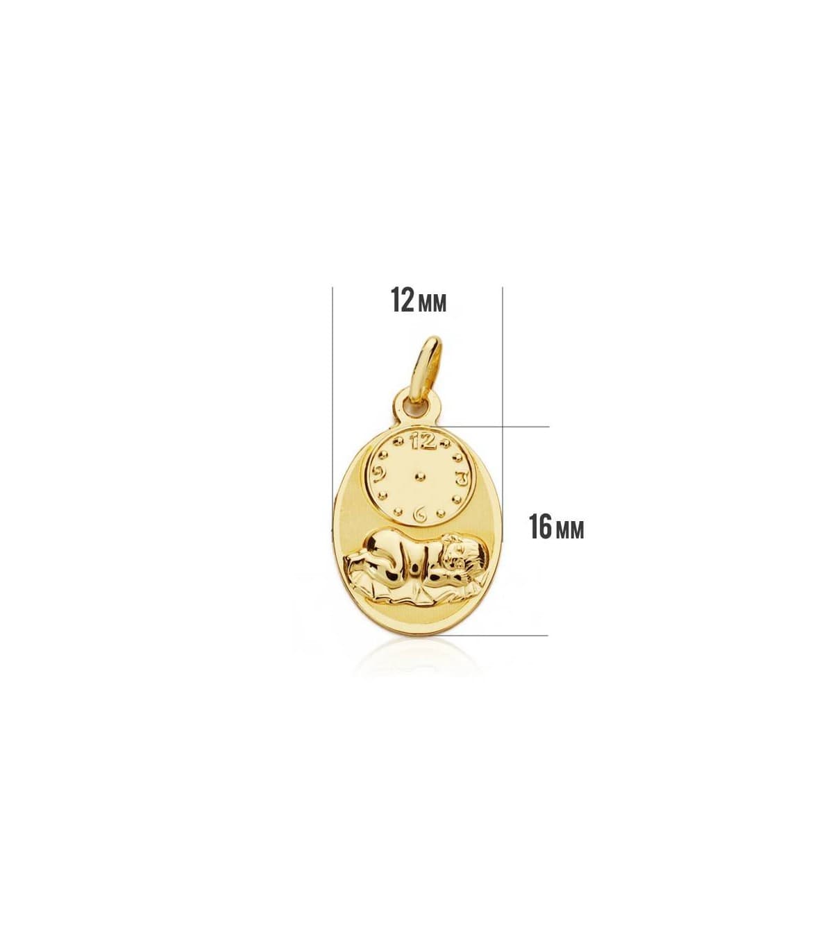 Medalla  niño y reloj oval grande oro 18ktes