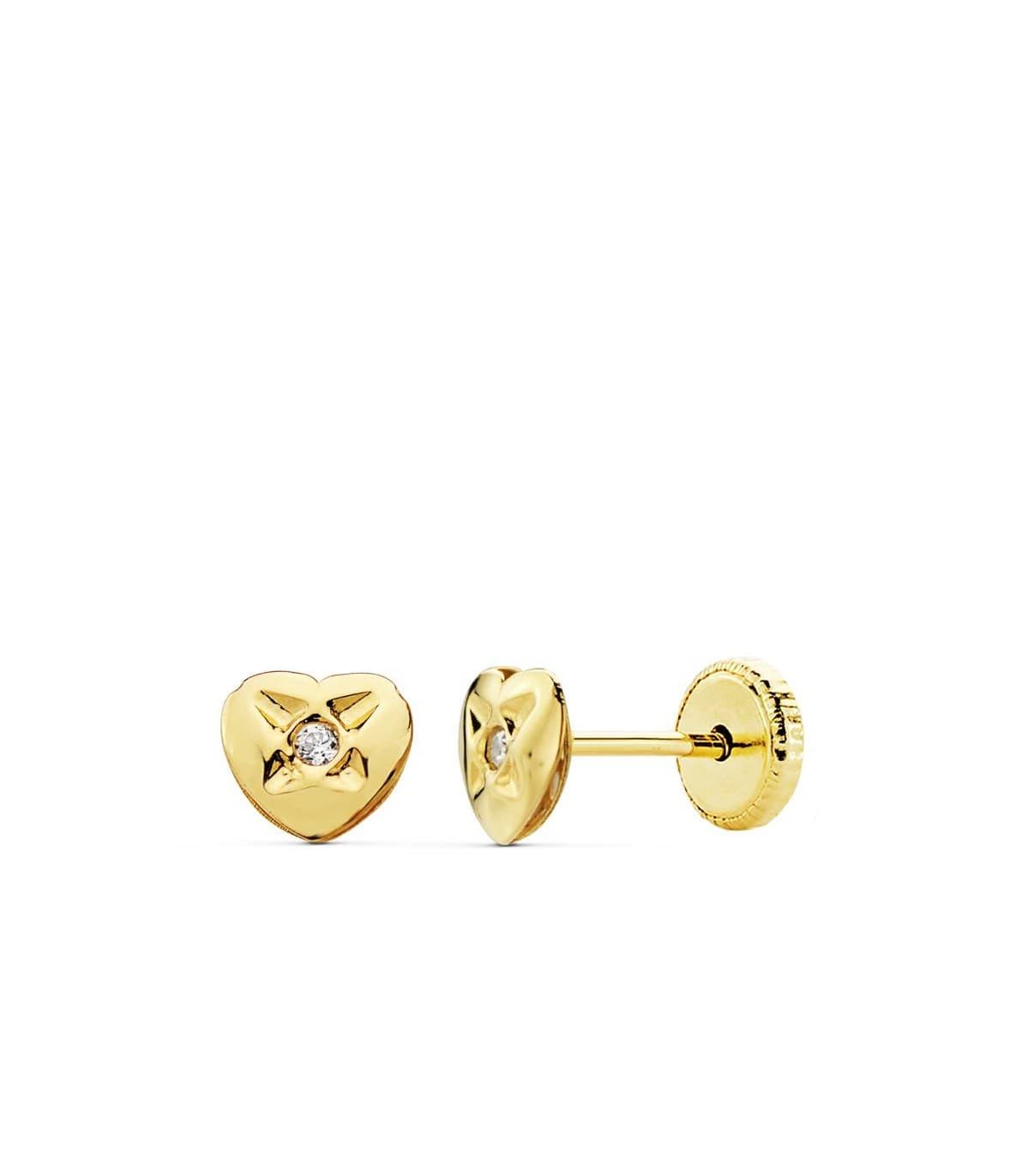 Boucles d'oreilles pour fille or jaune 18k Lupe coeur 5mm