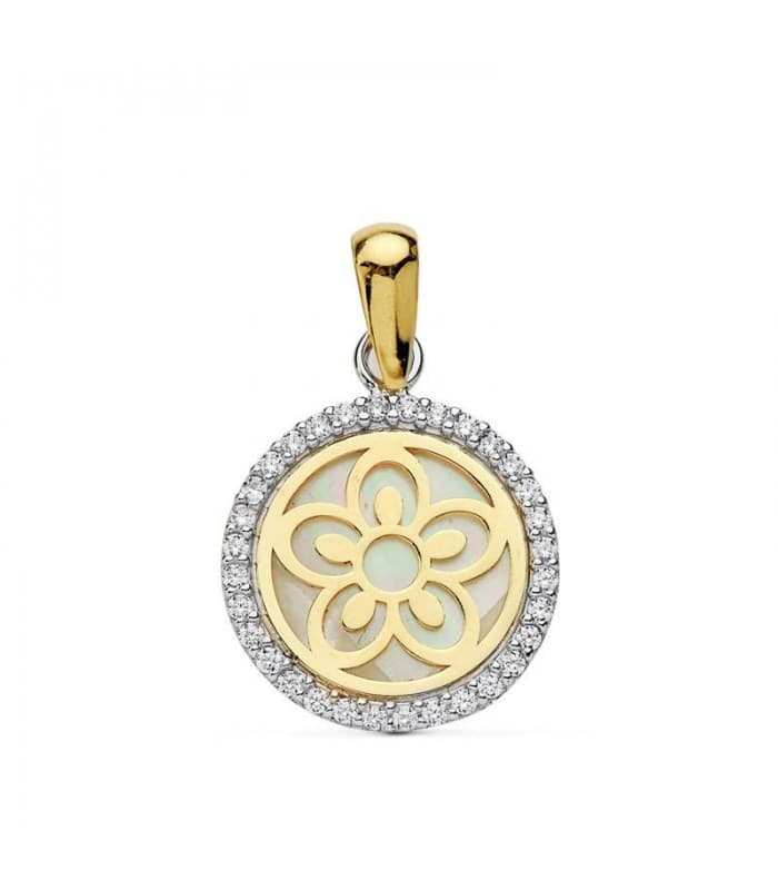 Pendentif pour femme or bicolore 18k Jara fleur