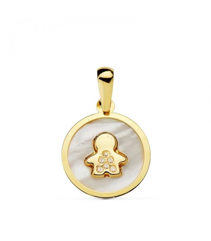 Colgante de mujer oro amarillo 18k Kids Icon Boy Nácar