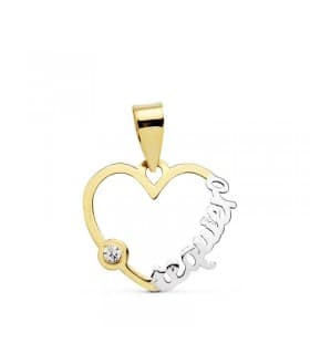 Colgante Corazón "te quiero" oro bicolor 18 Ktes San Valentín. Regalos pareja, novios
