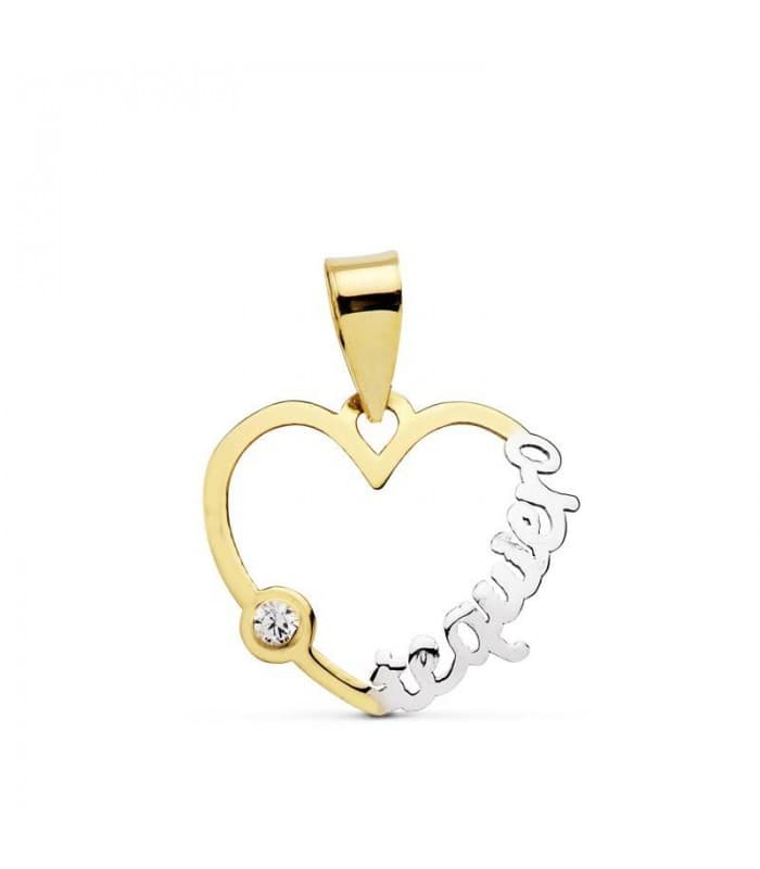 Pendentif Coeur "te quiero" or bicolore 18 carats Saint Valentin