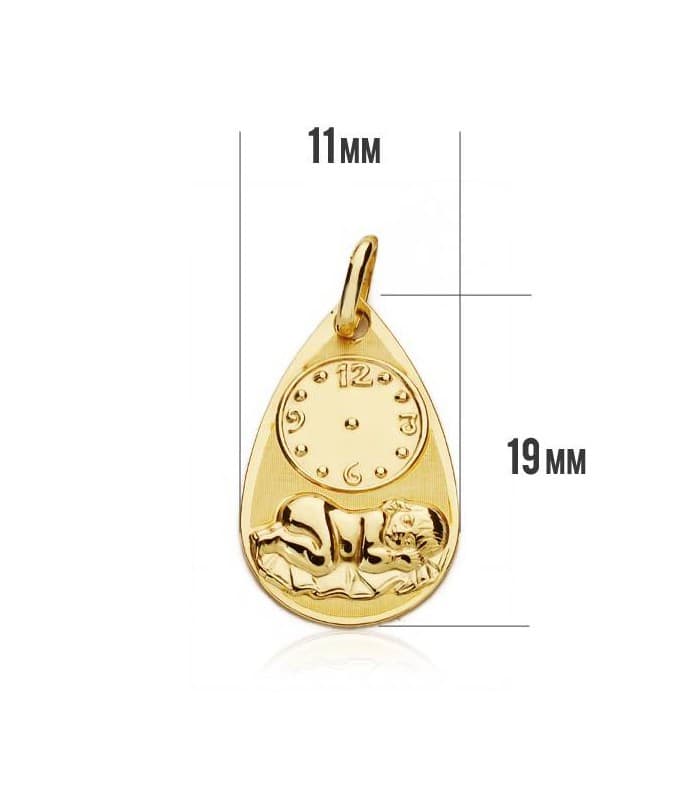 Medalla  niño  y reloj gota oro 18ktes
