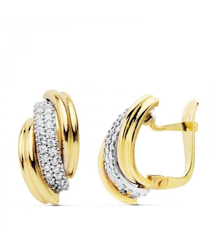 Boucles d'oreilles Femme Bandes Or Bicolore 18 Carats