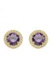 Boucles d'oreilles or jaune Candida améthyste 18 Carats