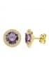 Ohrstecker mit Zirkonia 9 mm Amethyst - Runder Ohrringe für Damen aus 18K Gold.