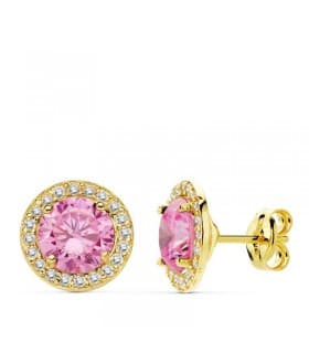 Pendiente oro amarillo Candida rosa 18 Ktes Joyas para invitadas de boda