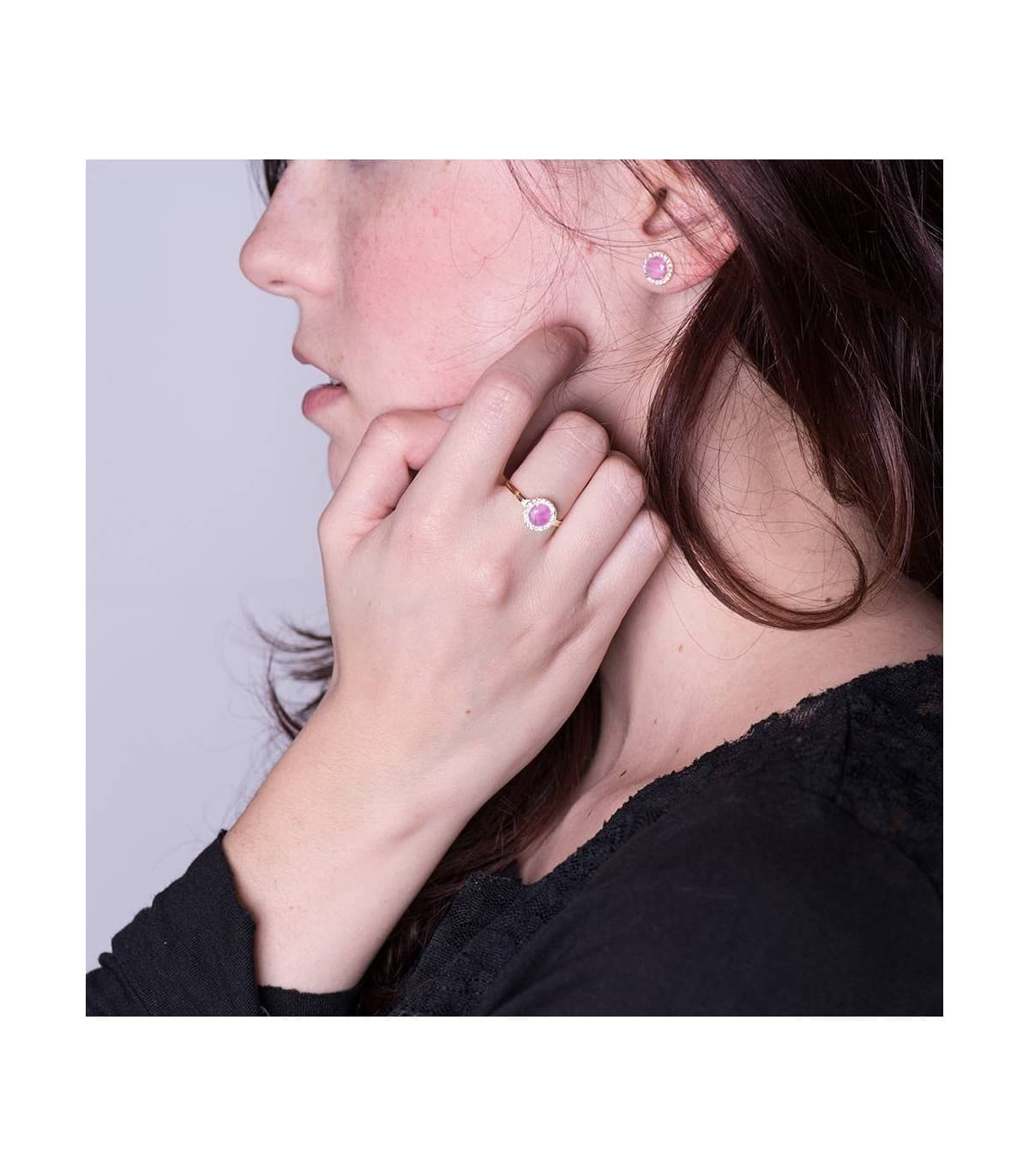 Boucles d'oreilles or jaune Candida Rose 18 K