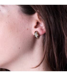 Orecchini bicolore Fascia 18 kt con chiusura a scatto, cerchi eleganti per donna