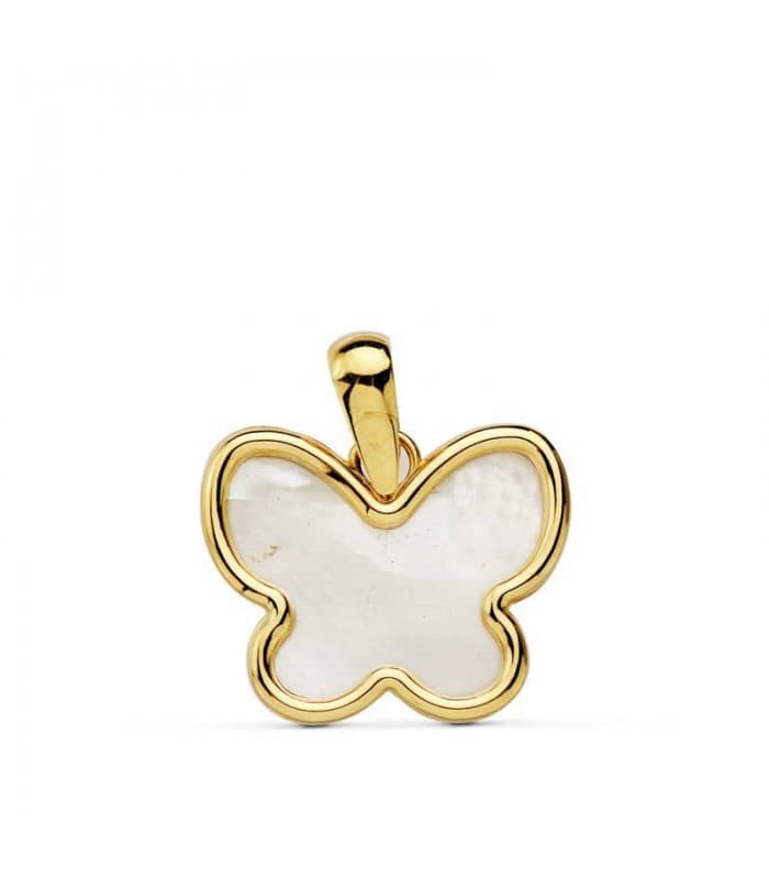 Colgante Mujer Mariposa Nácar Oro Amarillo 18 ktes