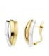 Ohrringe Gold für Damen, Glatt, Gewölbte, 18K Gelb-/ Weißgold - 1 Paar Ohrclips X Form Bicolor