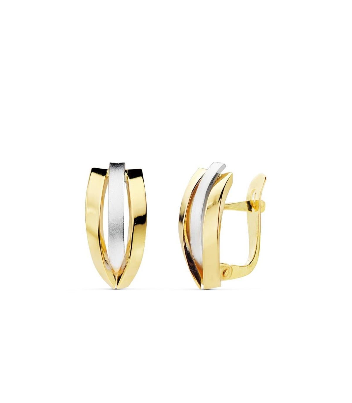 Pendientes Mujer Bandas Oro Bicolor 18 ktes
