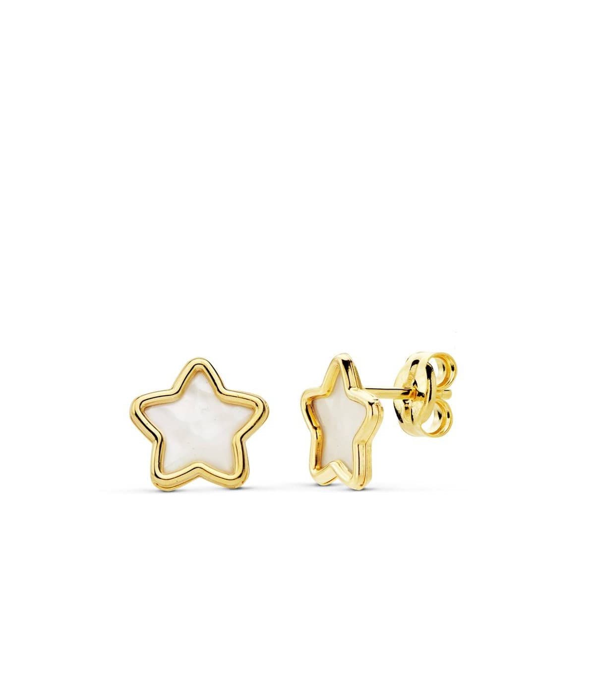 Ohrstecker mit Sternmotiv & Perlmutt - Damenohrringe 750 Gold 18858 Stern