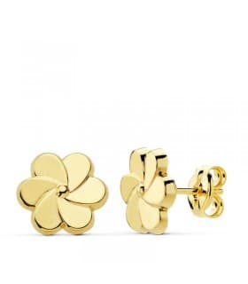 Ohrstecker mit Blumenmotiv, poliert, 8 mm | Ohrringe Damen 750 Gelbgold