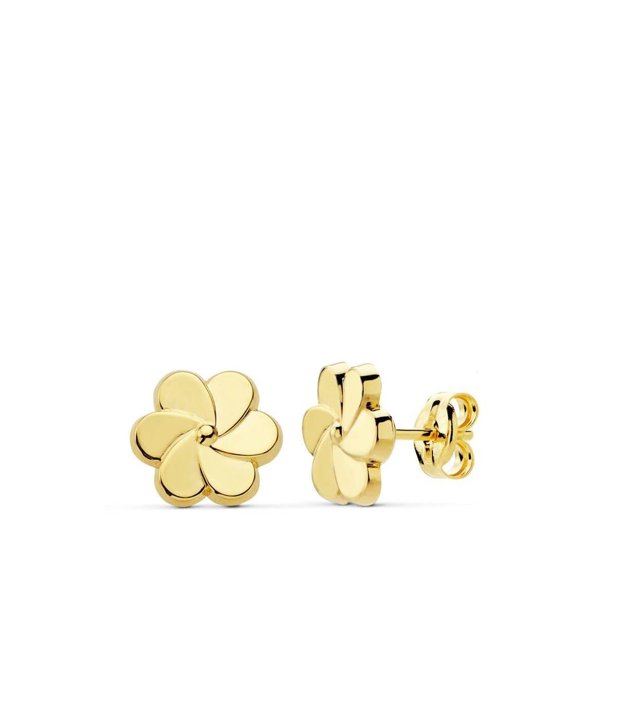 Pendientes Flor Petalos Oro Amarillo 18 Ktes