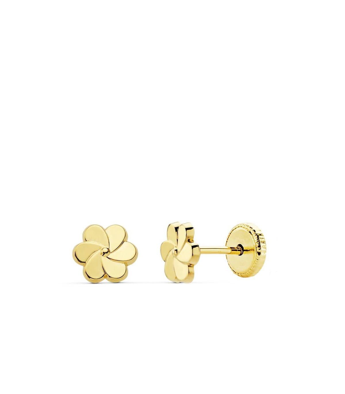 Pendientes Mini Flor Petalos Oro Amarillo 18 Ktes