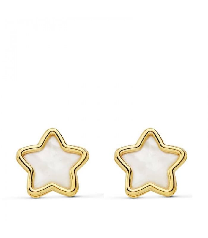 Ohrstecker mit Sternmotiv & Perlmutt - Damenohrringe 750 Gold 18858 Stern