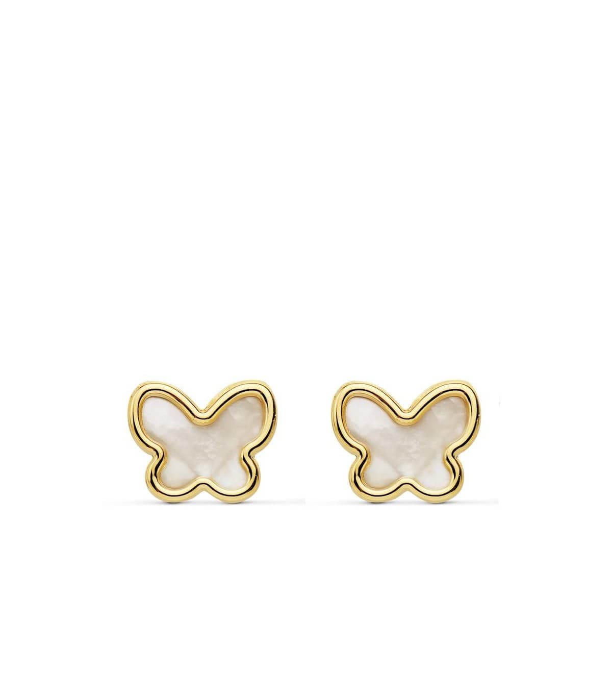Boucles d'oreilles en or jaune et laque rose, papillon : Longueur - Taille  Unique - Le Manège à Bijoux®