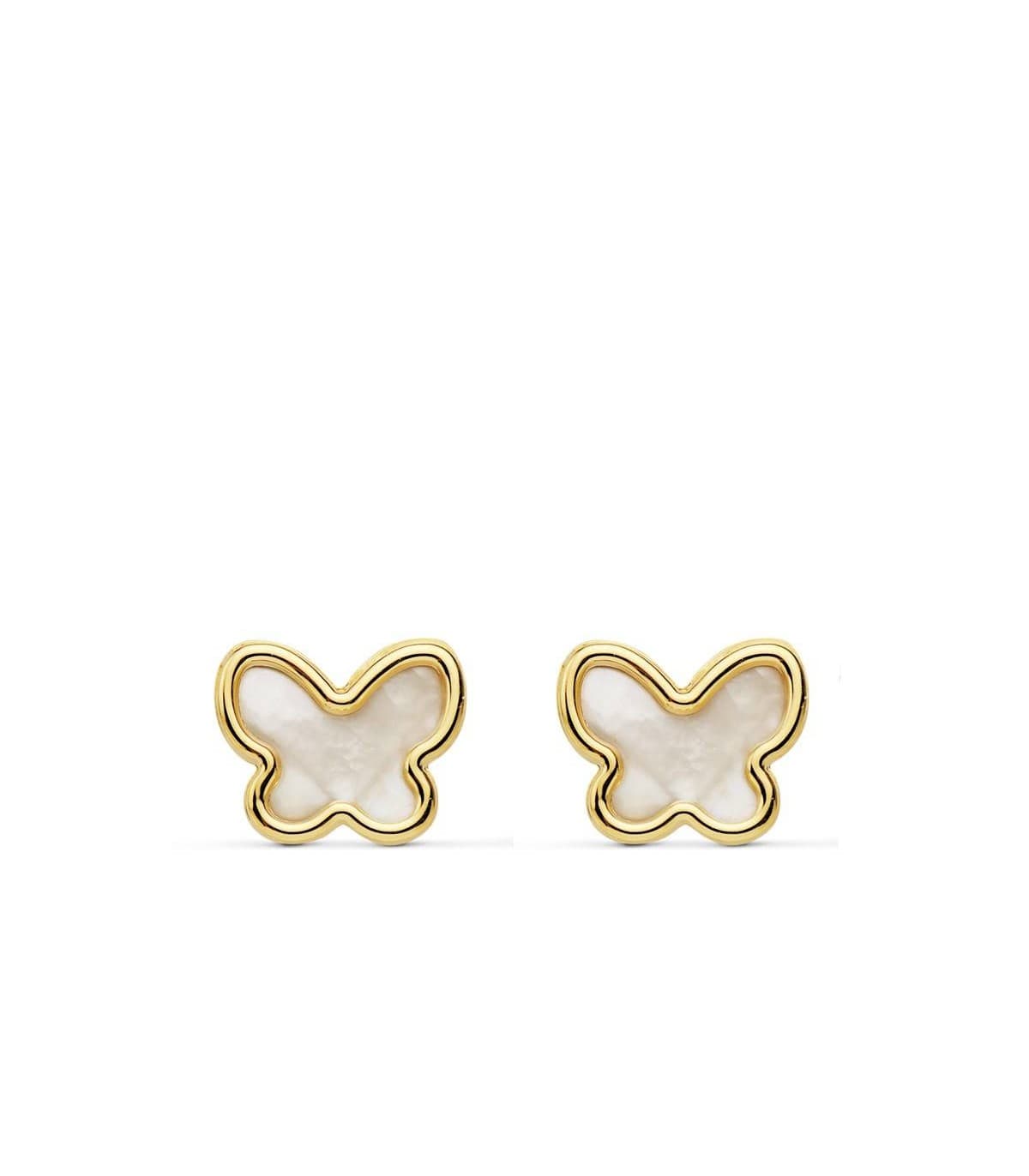 Ohrstecker Schmetterling Perlmutt - Ohrringe Gold Damen 18 karat 9 mm