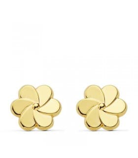 Ohrstecker mit Blumenmotiv, poliert, 8 mm | Ohrringe Damen 750 Gelbgold
