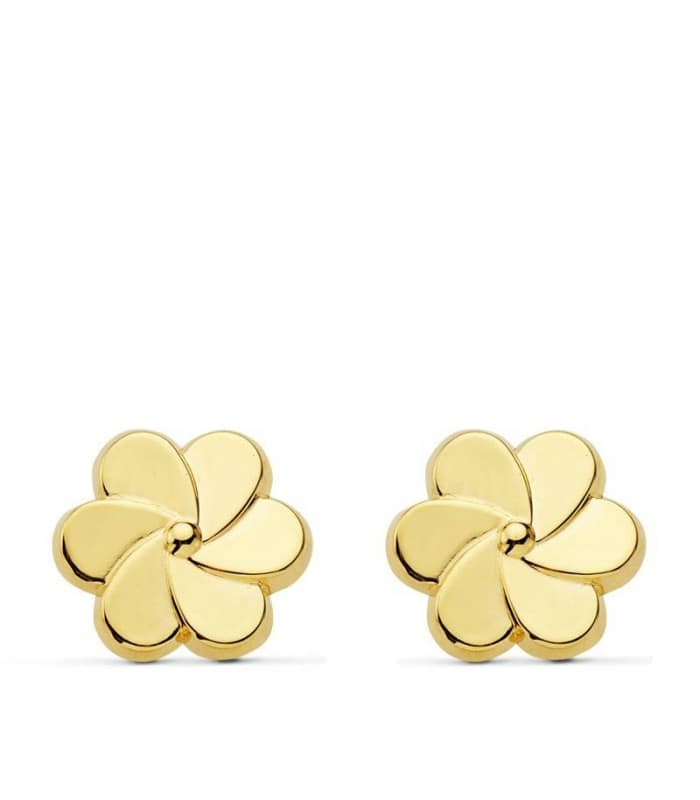 Ohrstecker mit Blumenmotiv, poliert, 8 mm | Ohrringe Damen 750 Gelbgold