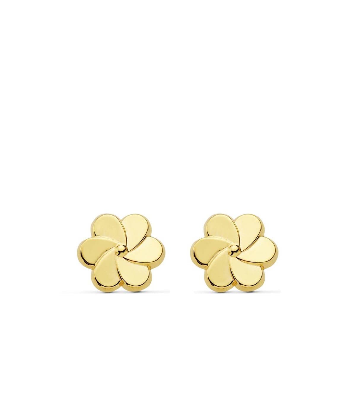 Boucles d'Oreilles Or 18 Carats 750/000 Jaune Motif Fleur - Fille - 89,99 €