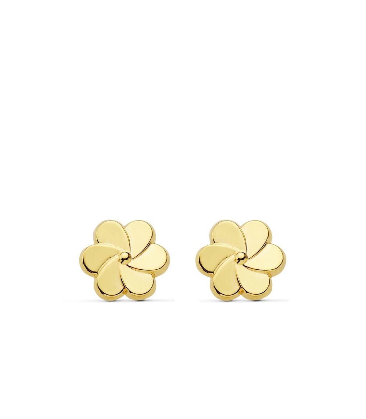 Pendientes Mujer, pendientes juveniles Flor Petalos Oro Amarillo 18 Ktes