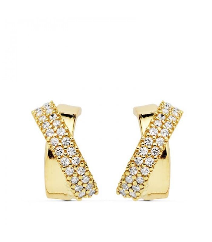 Ohrringe Gold 750 X Form mit Zirkonia - 1 Paar Ohrclips 18K Damen Ohrstecker