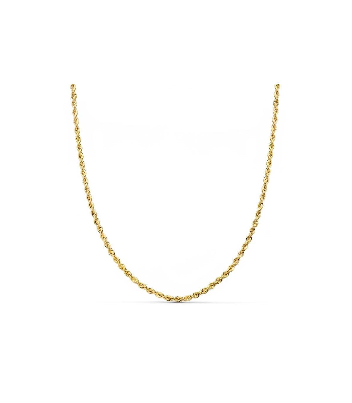 Chaîne Corde Torsadée Or jaune 18k 45cm 2mm, collier maille pour femme.