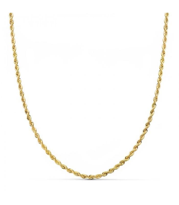 Collana in oro giallo 18 kt con maglia corda attorcigliata, lunga 50 cm e larga 2,2 mm, collane per un look moderno.