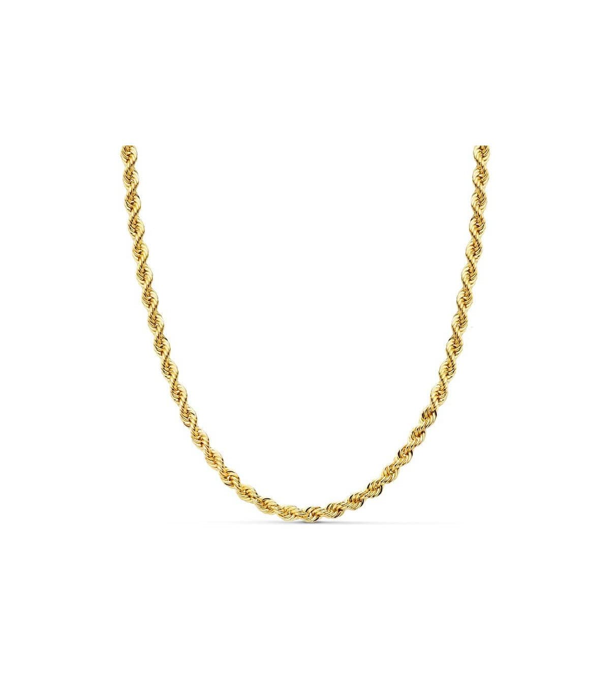 Collana in oro giallo 18 kt con maglia corda attorcigliata, lunga 50 cm e larga 3,8 mm, collane uomo per un look moderno.
