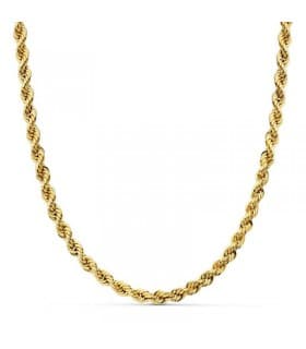 Collana catena da uomo a maglia corda leggera oro giallo 750 60cm 4,3mm, effetto attorcigliato.