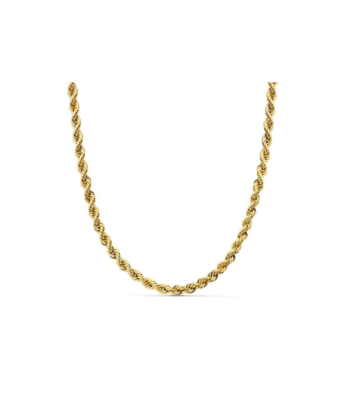 Collana catena da uomo a maglia corda leggera oro giallo 750 60cm 4,3mm, effetto attorcigliato.