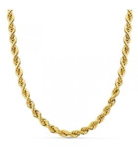 Collana catena da uomo a maglia corda leggera oro giallo 750 60cm 4,8mm, efetto attorcigliato.