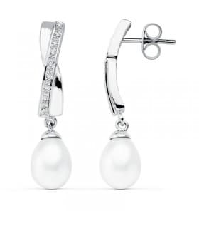 Pendientes de novia Madeleine Oro Blanco 9K Perla