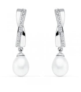 Pendientes de boda Oro Blanco 9 Kilates Perla Cultivada