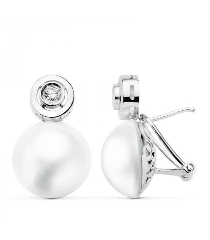 Boucles d'oreilles Madame de Maintenon Or Blanc 18K Perle Japonaise.