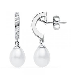 Pendientes de novia Lady Thyra Oro Blanco 9 Kilates Perla Cultivada