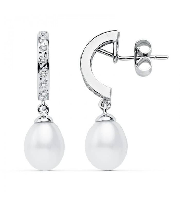 Pendientes de novia Lady Thyra Oro Blanco 9 Kilates Perla Cultivada