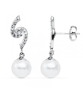 Pendientes Mary Adelaide de Cambridge Oro Blanco 9 Kts Perla Cultivada