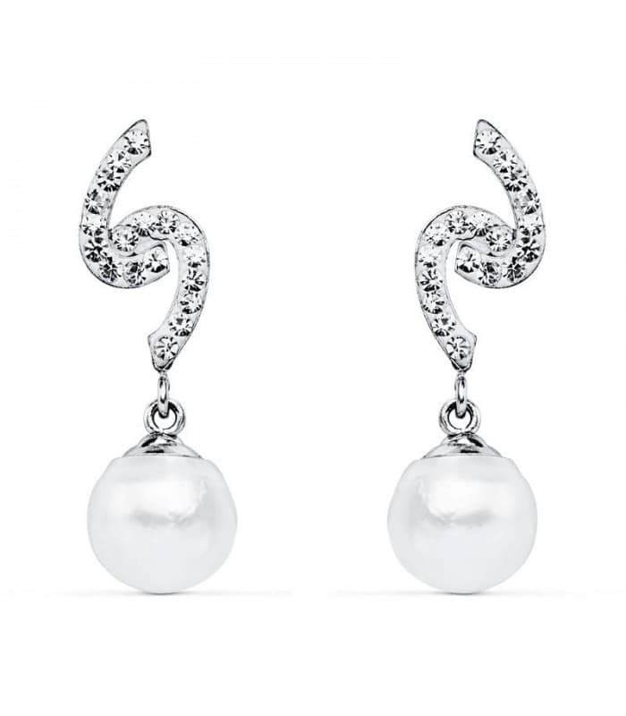 Pendientes de novia Oro Blanco 9 kilates Perla Cultivada. Joyas de boda novia e invitadas
