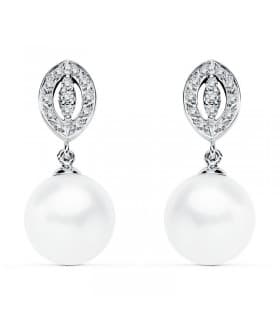 Pendientes de novia Duquesa de Kent Oro Blanco 9 Kilates Perla Cultivada