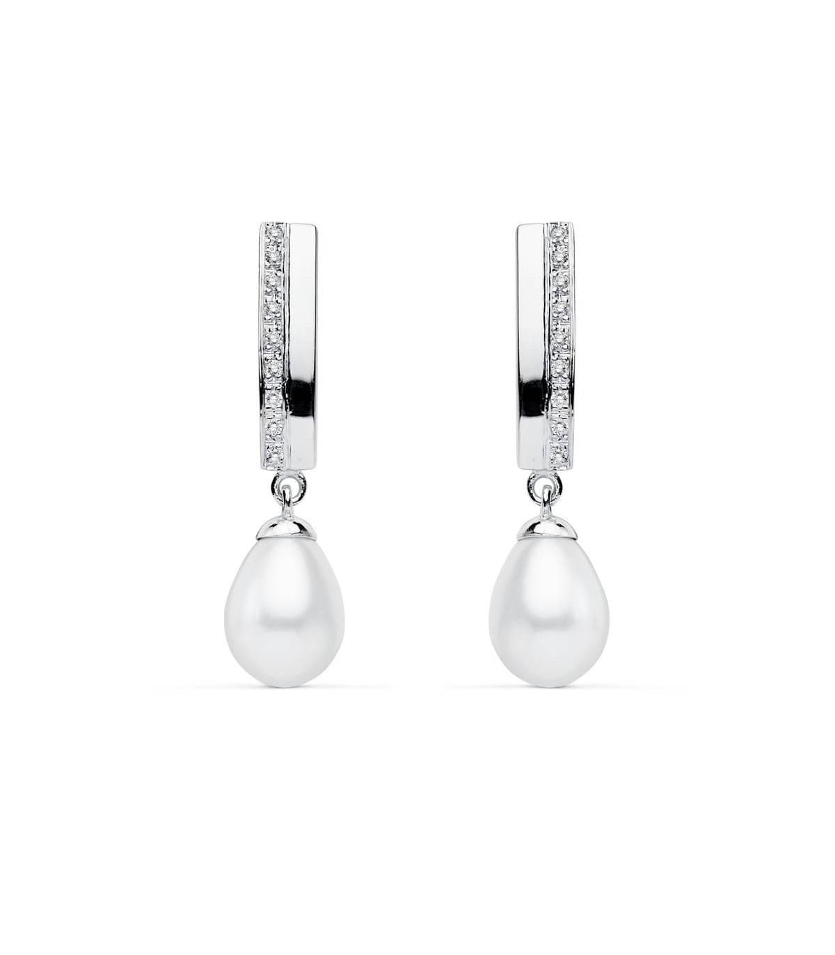 Pendientes de novia Duquesa d'Orléans Oro Blanco 9 kts Perla Cultivada