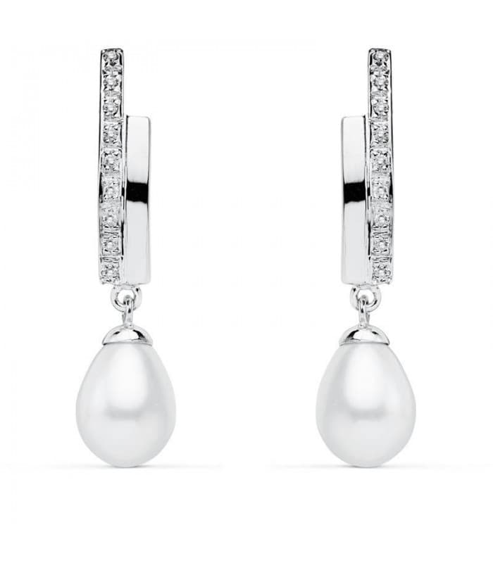 Boucles d'oreilles Comtesse Yorkshire Or Blanc 9K Perle
